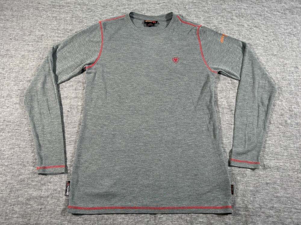 Ariat FR Work Polartec Baselayer Mens L Gray CAT 1 Long Sleeve Flame Resistant